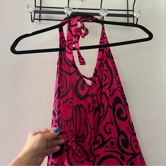 TikiTurtle Pink and Black Patterned Halter Dress - Picture 3 of 8
